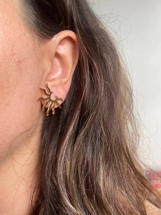 Boucles d’Oreilles Soleil Dorées en Acier Inoxydable
