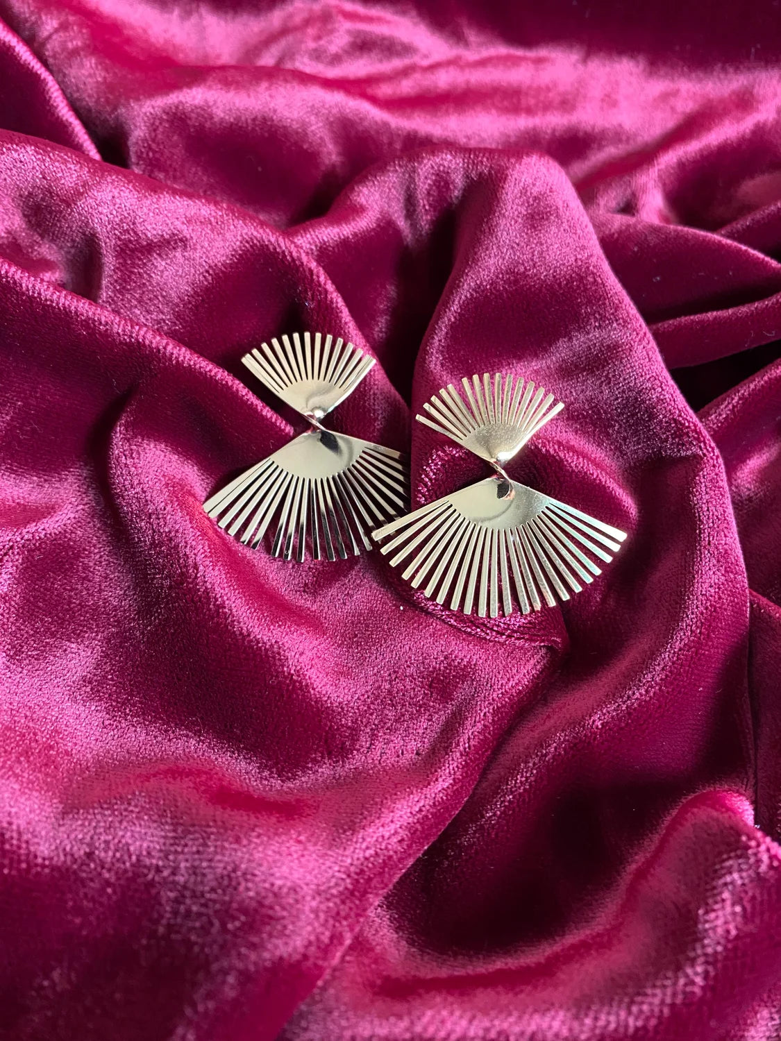 Boucles d’oreilles éventail doré en acier inoxydable