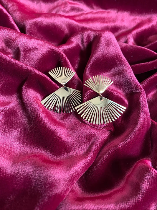 Boucles d’oreilles éventail doré en acier inoxydable